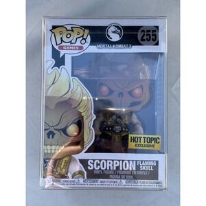 Funko Pop Mortal Kombat X Scorpion Flaming Skull 255 Hot Topic Figure Exclusive